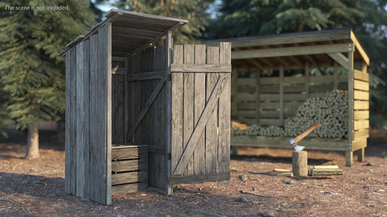 Old Wooden Outhouse 3D model