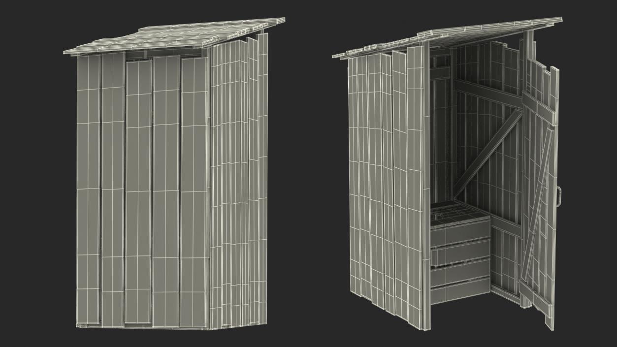 Old Wooden Outhouse 3D model