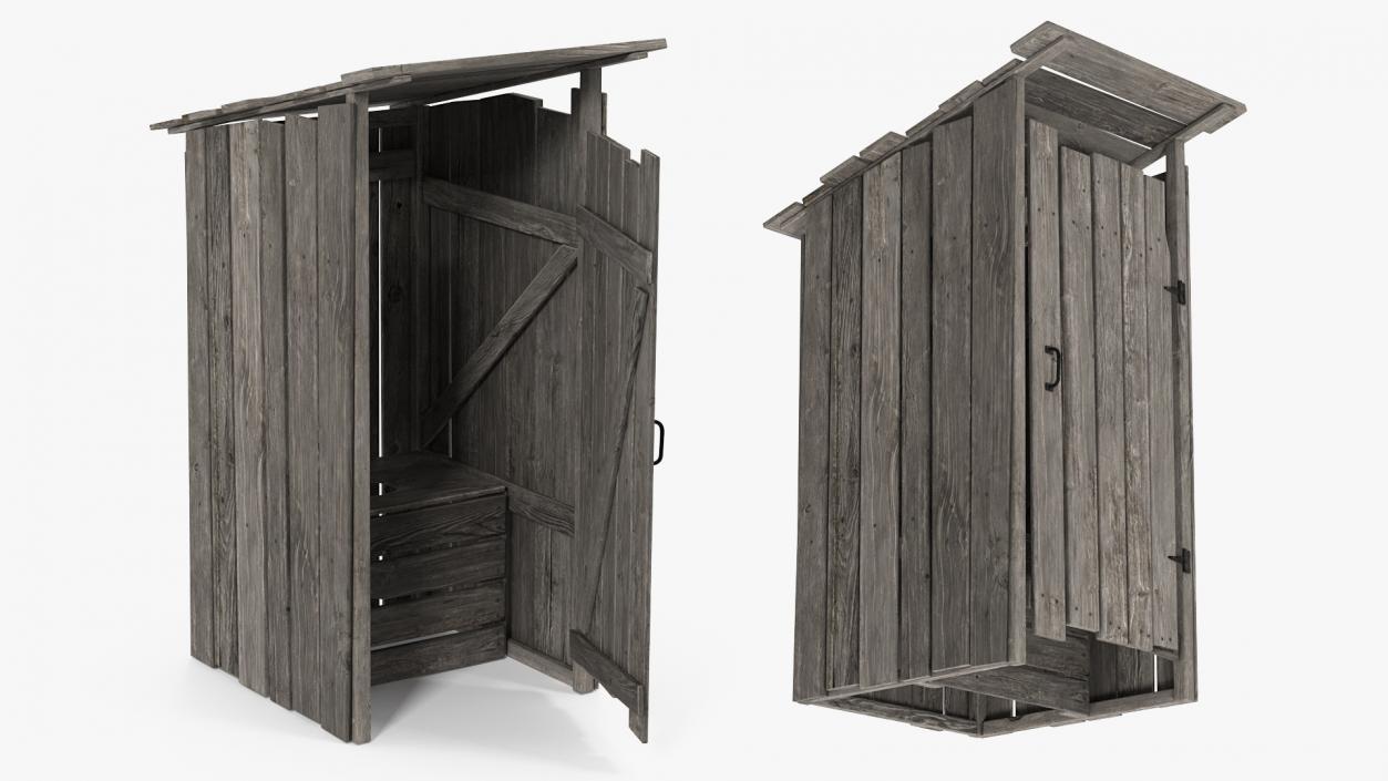 Old Wooden Outhouse 3D model