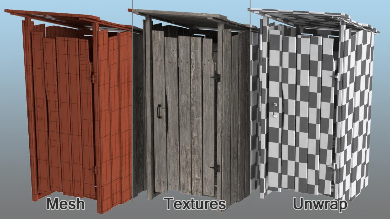 Old Wooden Outhouse 3D model