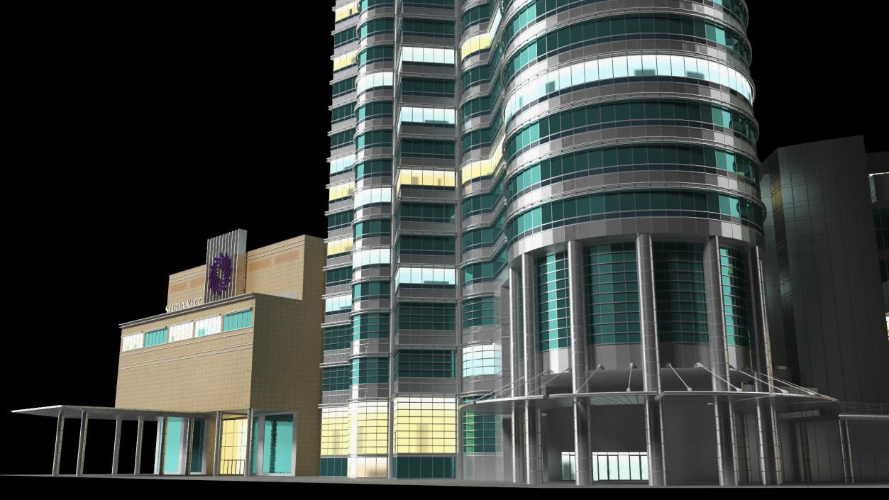 3D Night Glow Skyscrapers Collection model