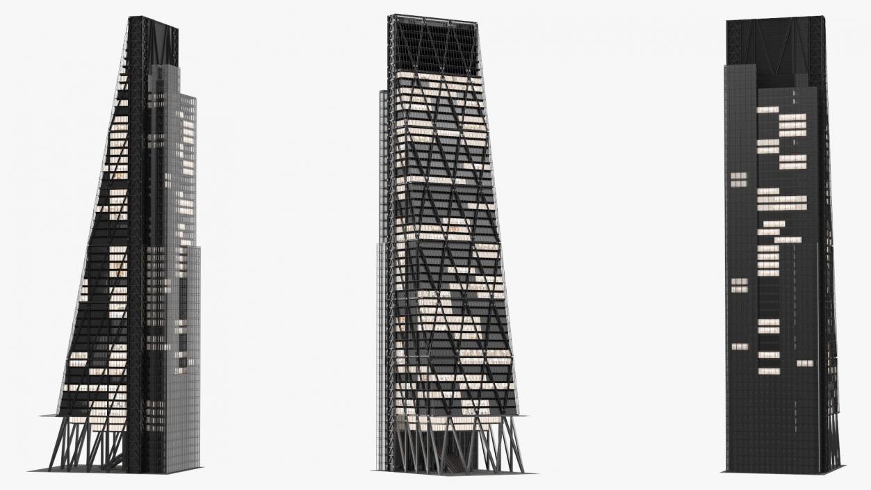 3D Night Glow Skyscrapers Collection model