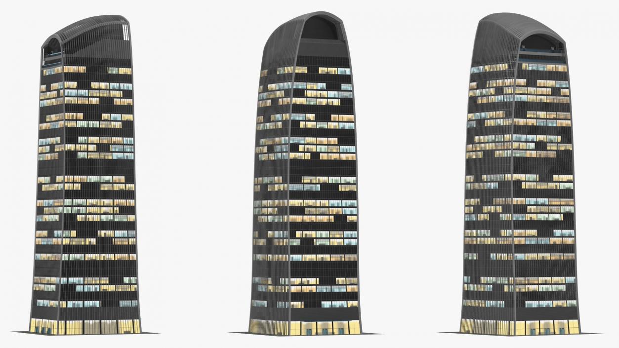 3D Night Glow Skyscrapers Collection model