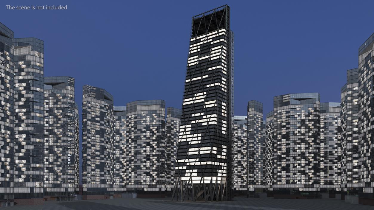 3D Night Glow Skyscrapers Collection model