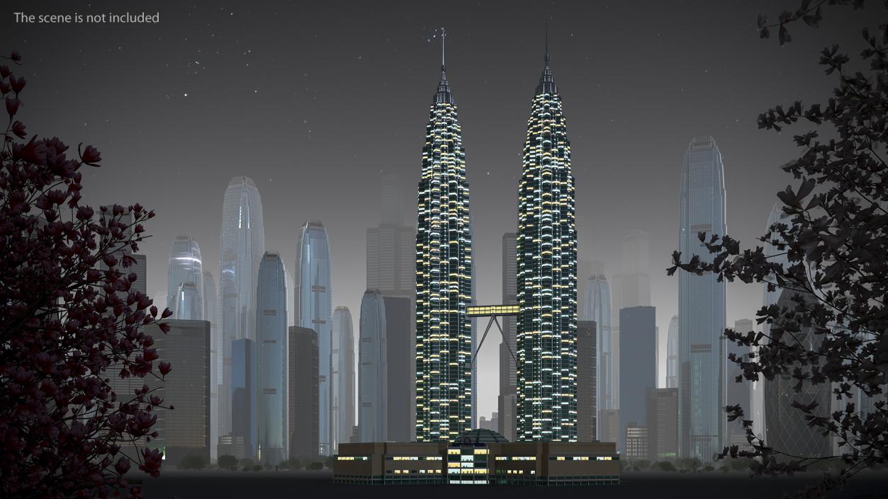 3D Night Glow Skyscrapers Collection model