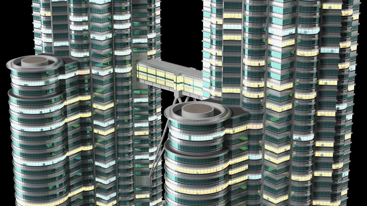 3D Night Glow Skyscrapers Collection model