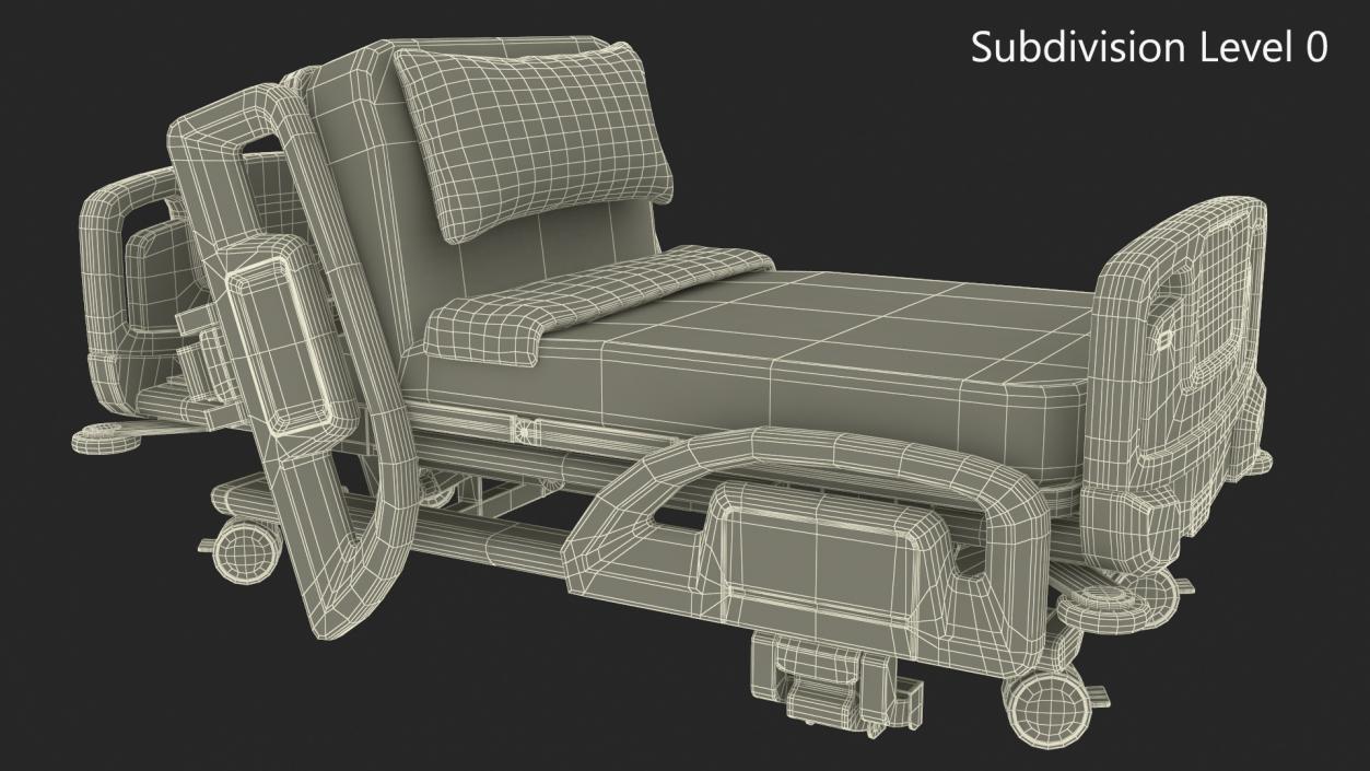 Smart Hospital Bed Sitting Position Off State 2 3D