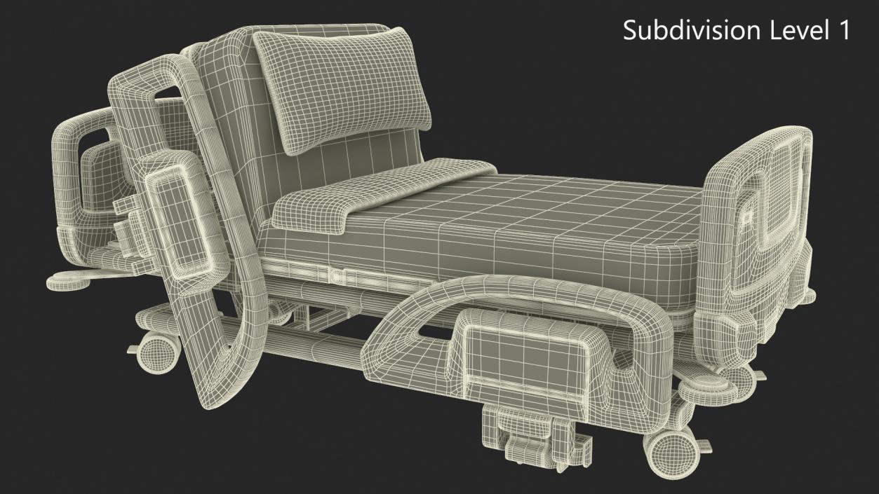 Smart Hospital Bed Sitting Position Off State 2 3D