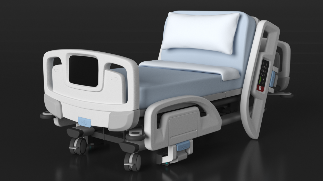 Smart Hospital Bed Sitting Position Off State 2 3D