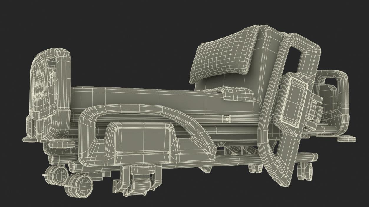 Smart Hospital Bed Sitting Position Off State 2 3D