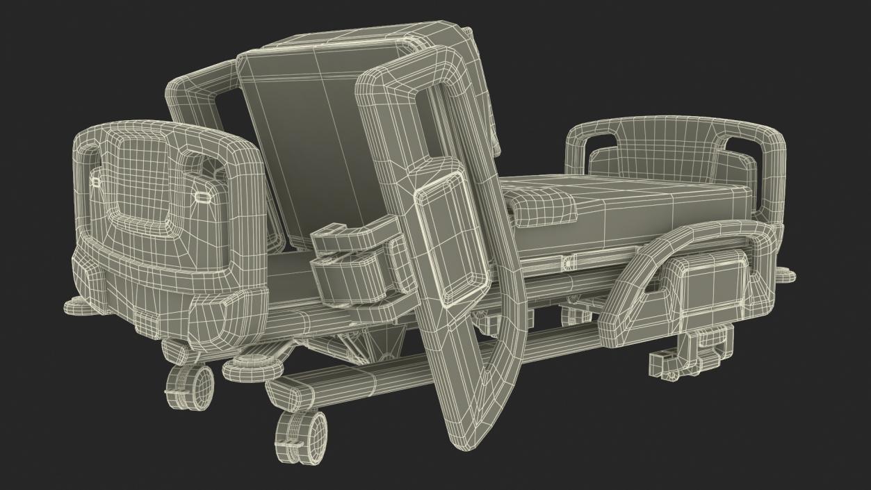 Smart Hospital Bed Sitting Position Off State 2 3D