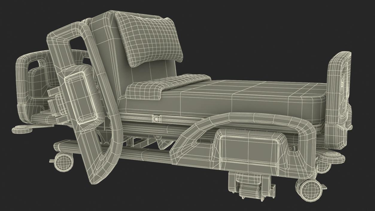 Smart Hospital Bed Sitting Position Off State 2 3D