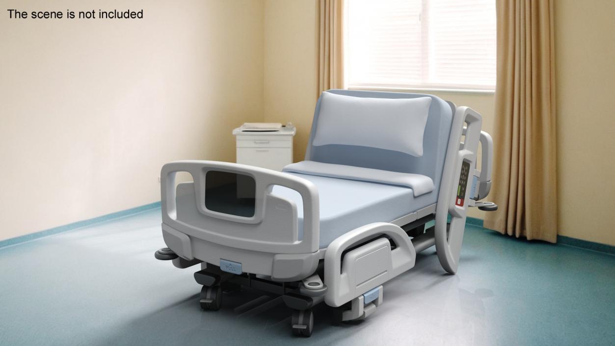 Smart Hospital Bed Sitting Position Off State 2 3D