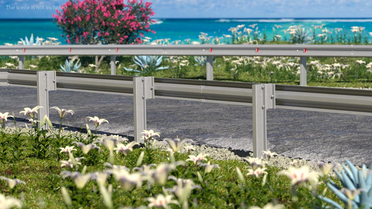 3D Metal Highway Guardrail model