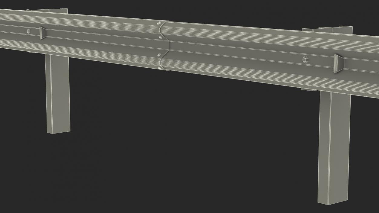 3D Metal Highway Guardrail model