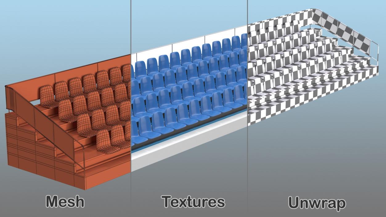 3D Empty Tribune Rows model