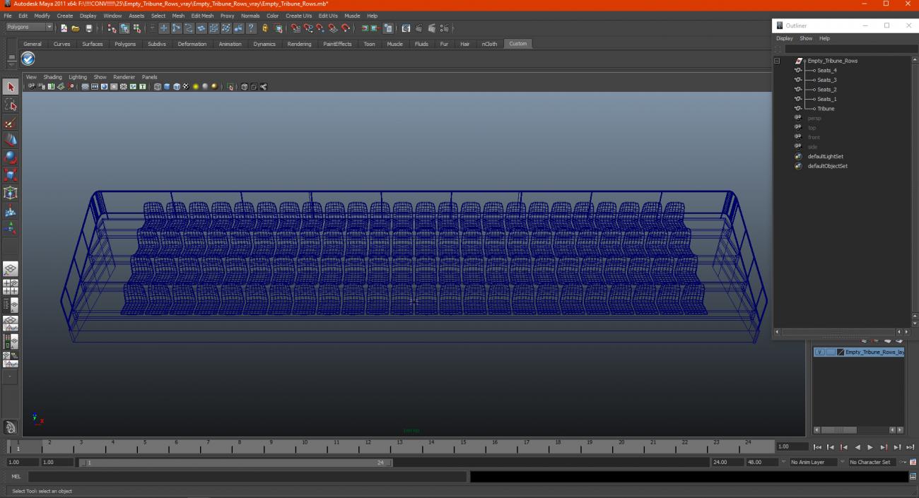 3D Empty Tribune Rows model