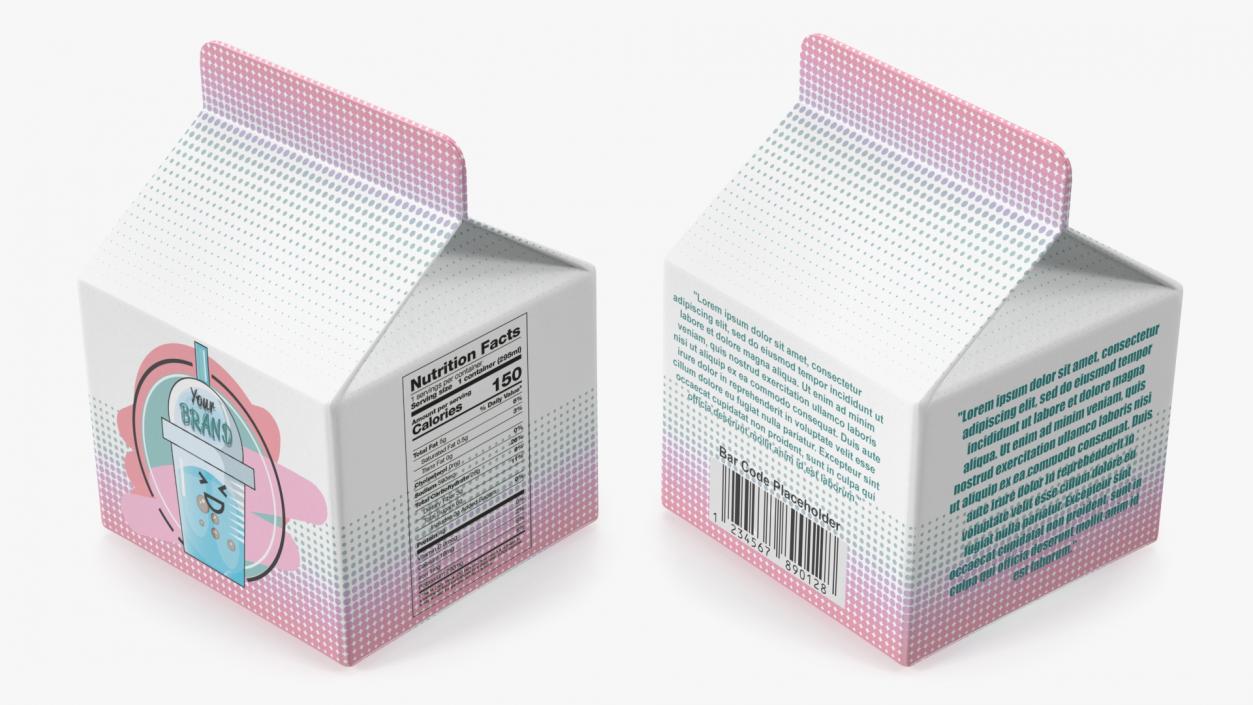 3D Gable Top Carton Package Mockup Pink