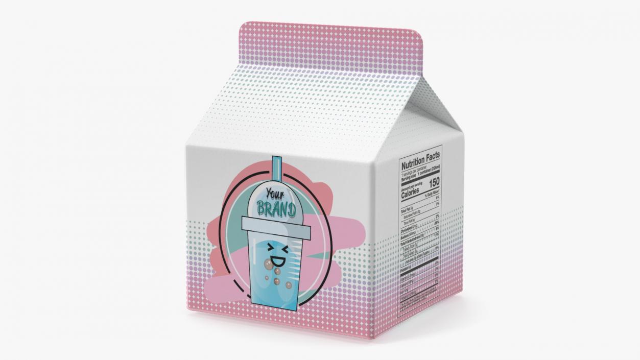 3D Gable Top Carton Package Mockup Pink