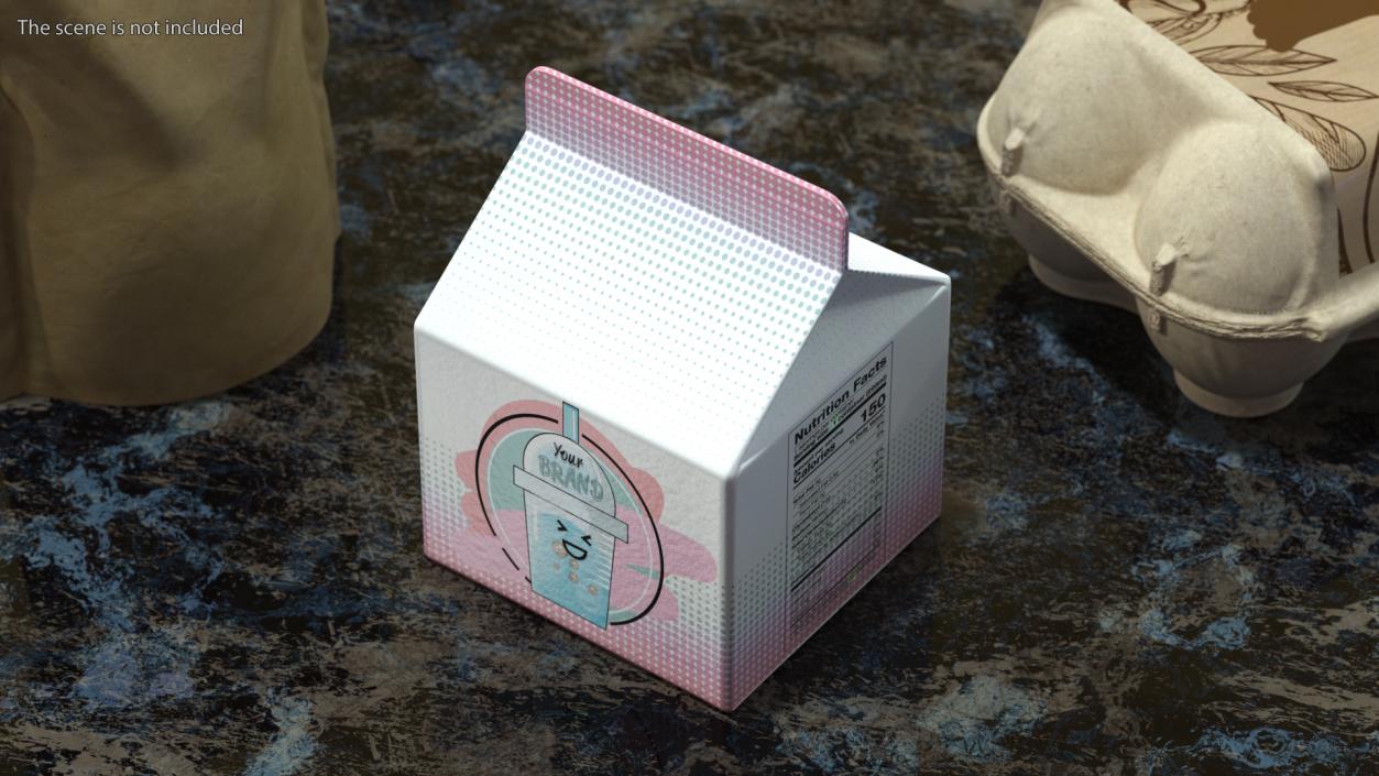 3D Gable Top Carton Package Mockup Pink