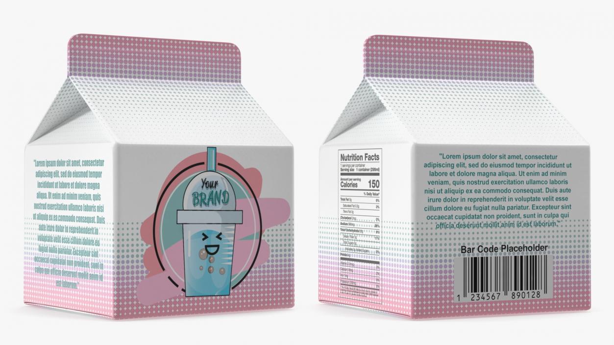 3D Gable Top Carton Package Mockup Pink