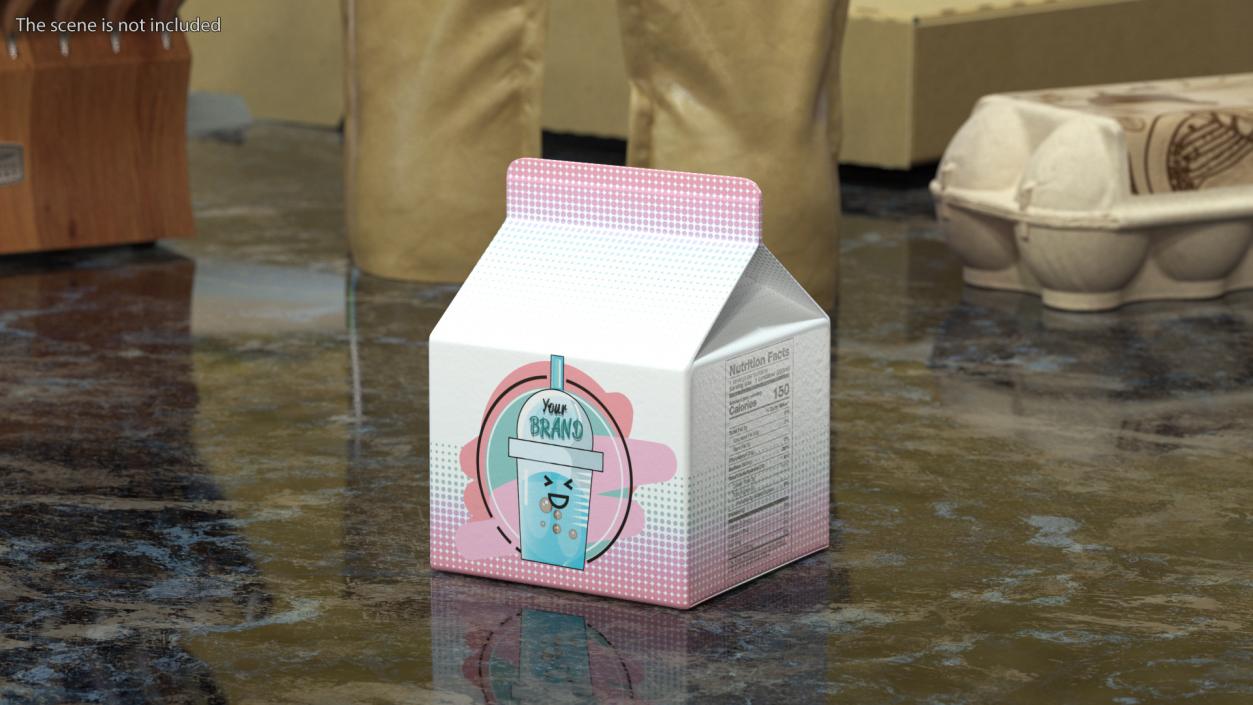 3D Gable Top Carton Package Mockup Pink