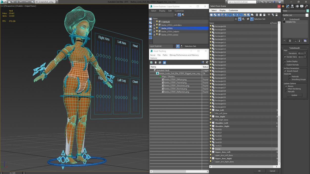 Barbie Looks Doll Elle GTD91 Rigged for Maya 3D model