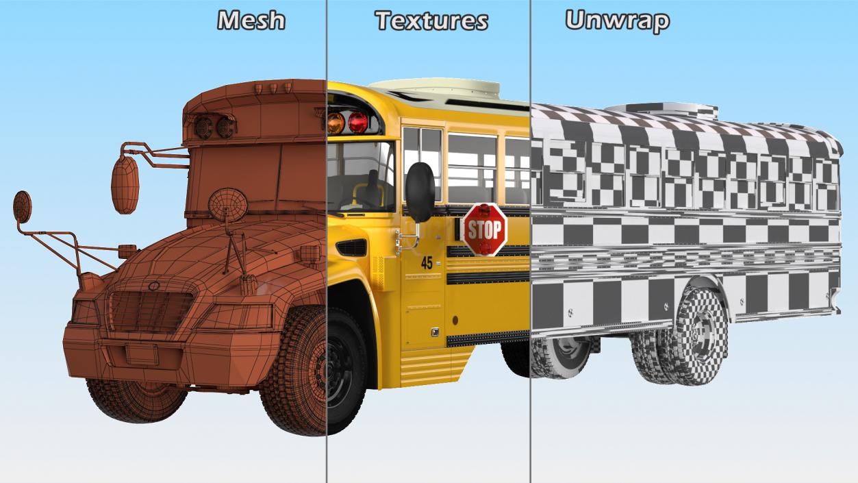 Blue Bird Vision School Bus Rigged 3D model