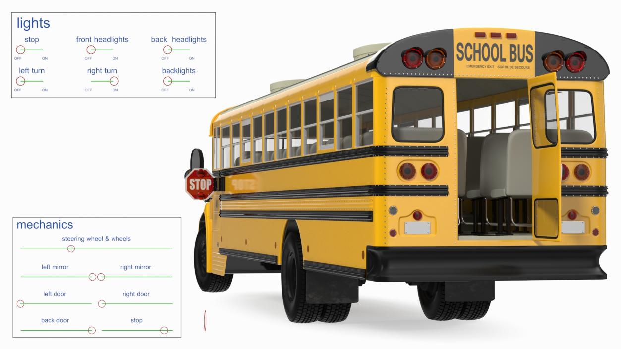 Blue Bird Vision School Bus Rigged 3D model