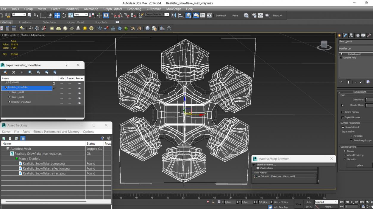 Realistic Snowflake 3D model