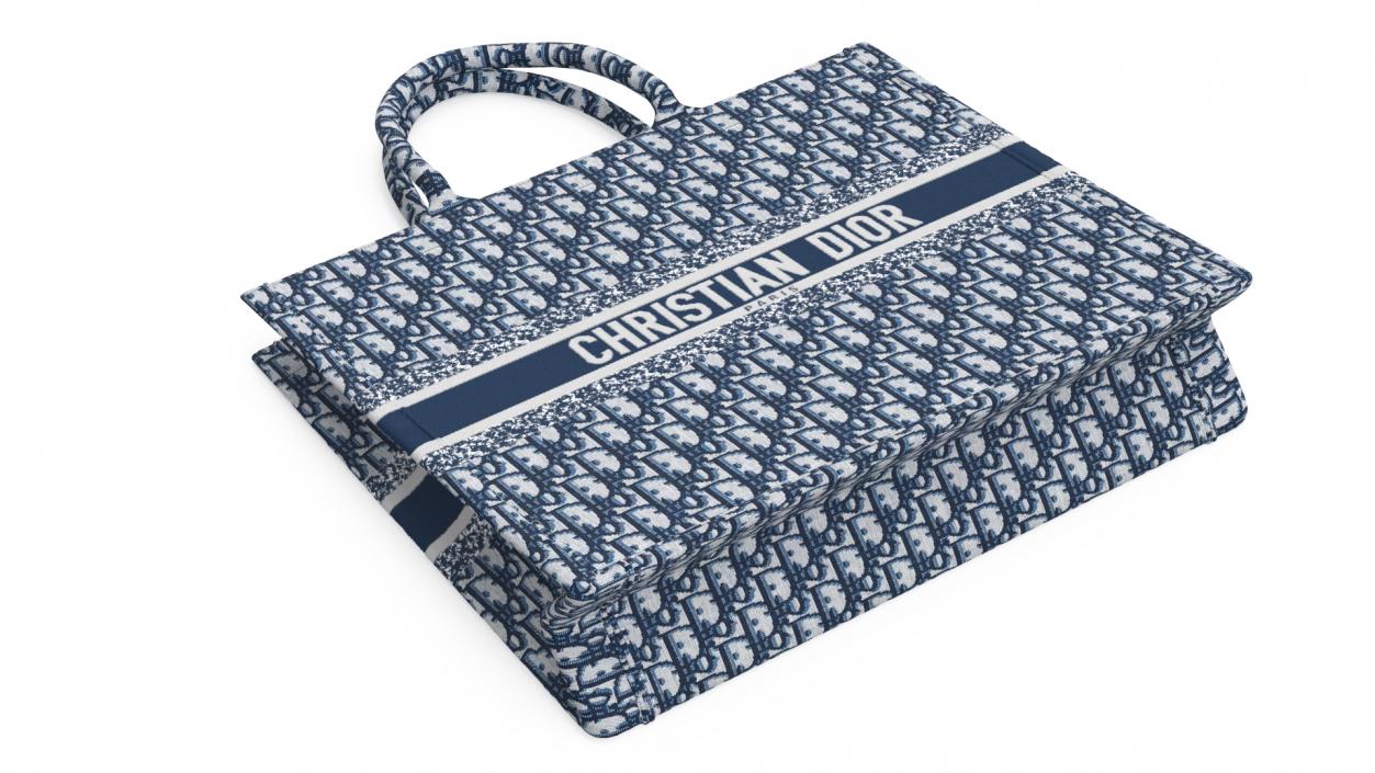 Book Tote Bag Cristian Dior Navy Blue 3D