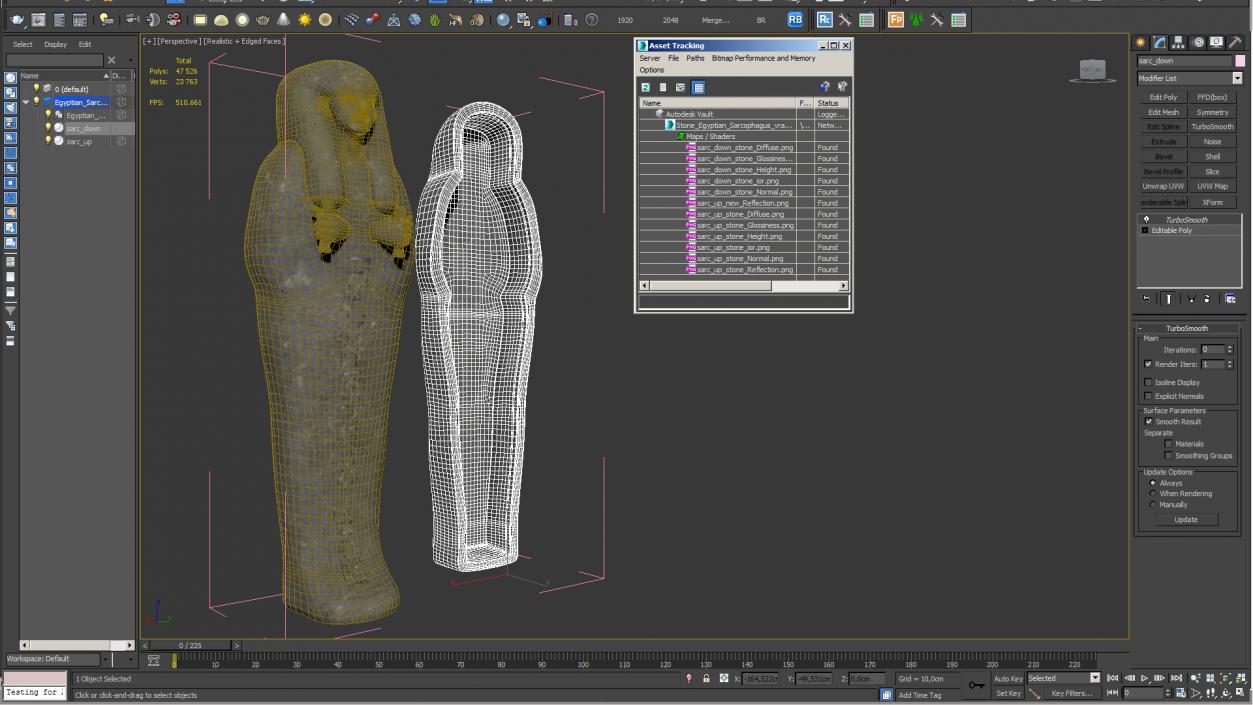 3D Stone Egyptian Sarcophagus