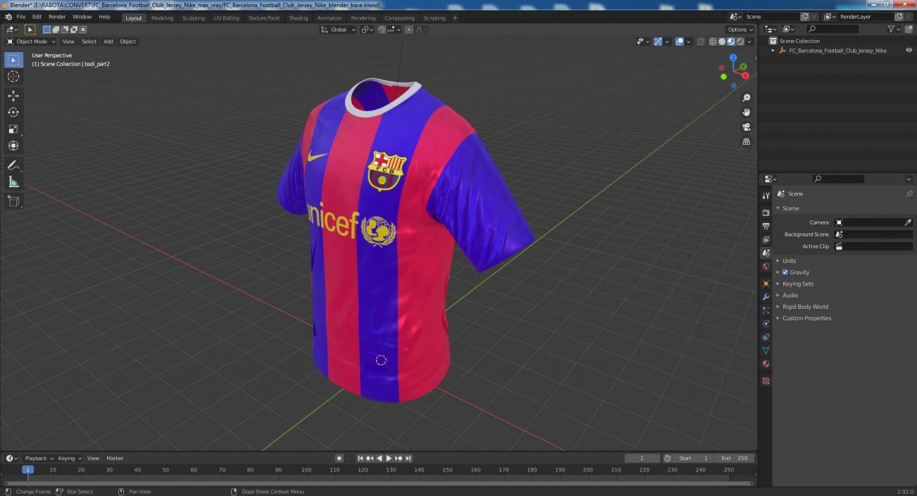 3D FC Barcelona Football Club Jersey Nike model