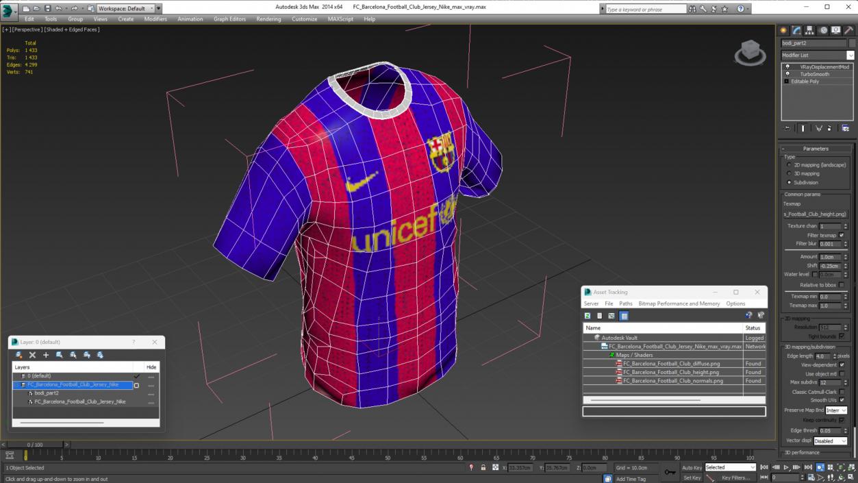 3D FC Barcelona Football Club Jersey Nike model