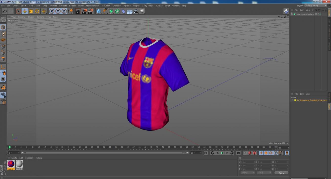 3D FC Barcelona Football Club Jersey Nike model