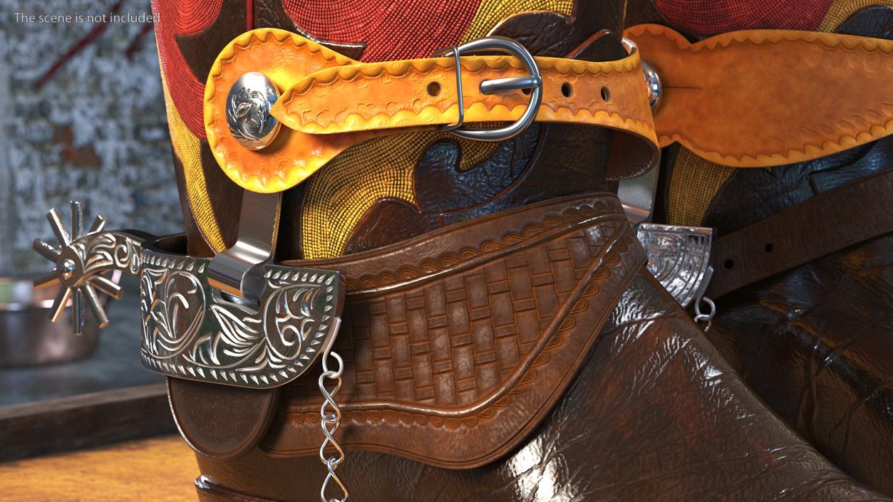 Cowboy Spurs with Belt 3D