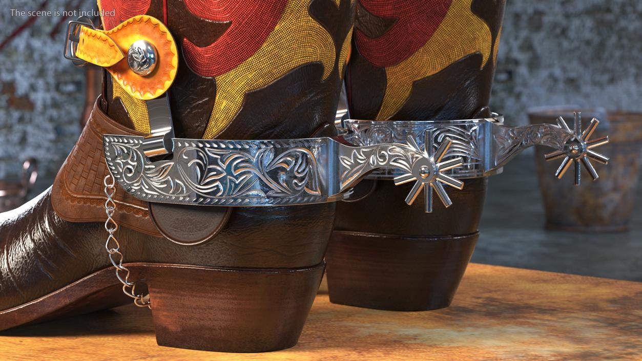 Cowboy Spurs with Belt 3D