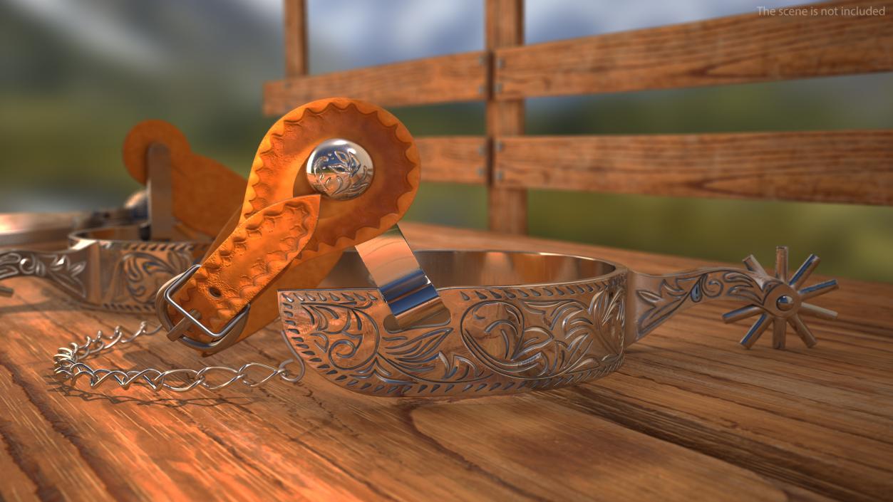 Cowboy Spurs with Belt 3D