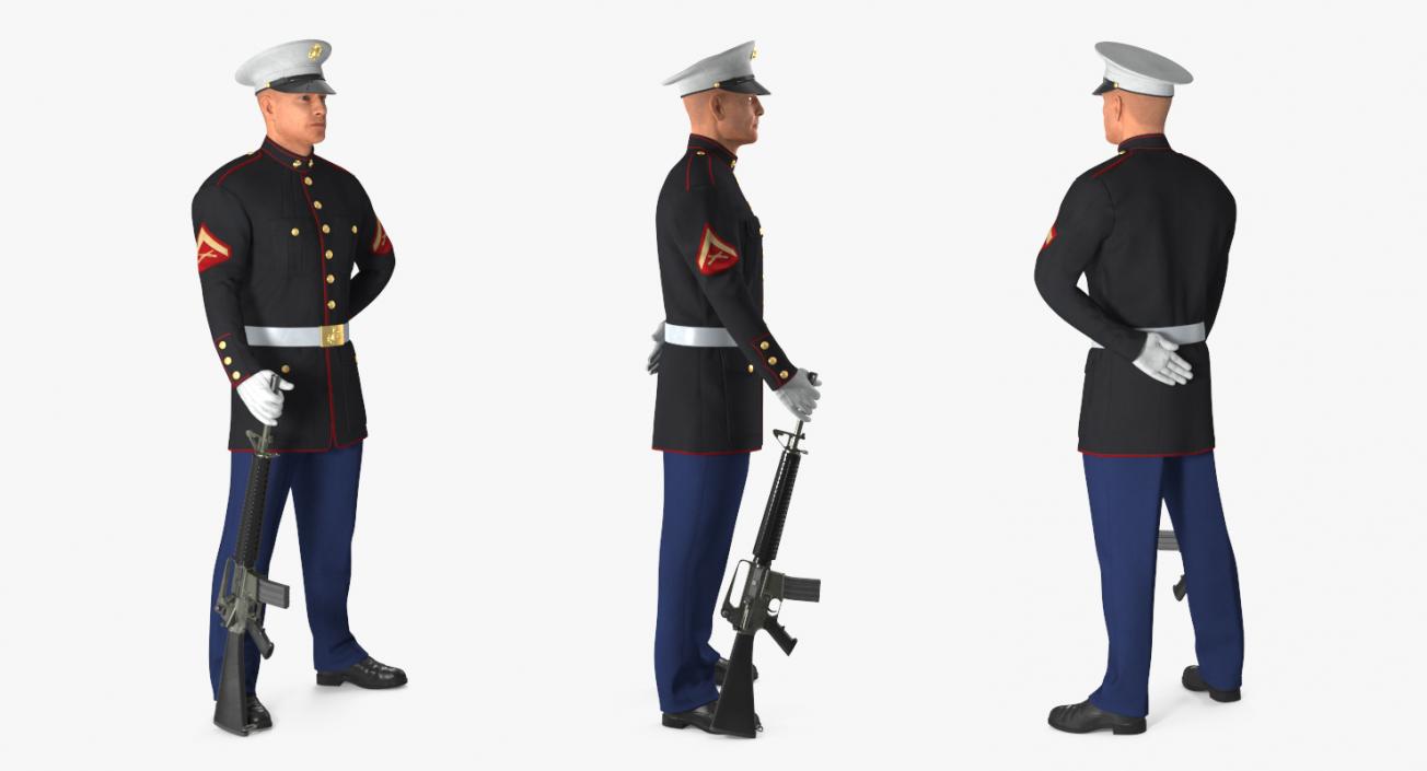 3D model US Marine Corps Soldier in Parade Uniform with M16