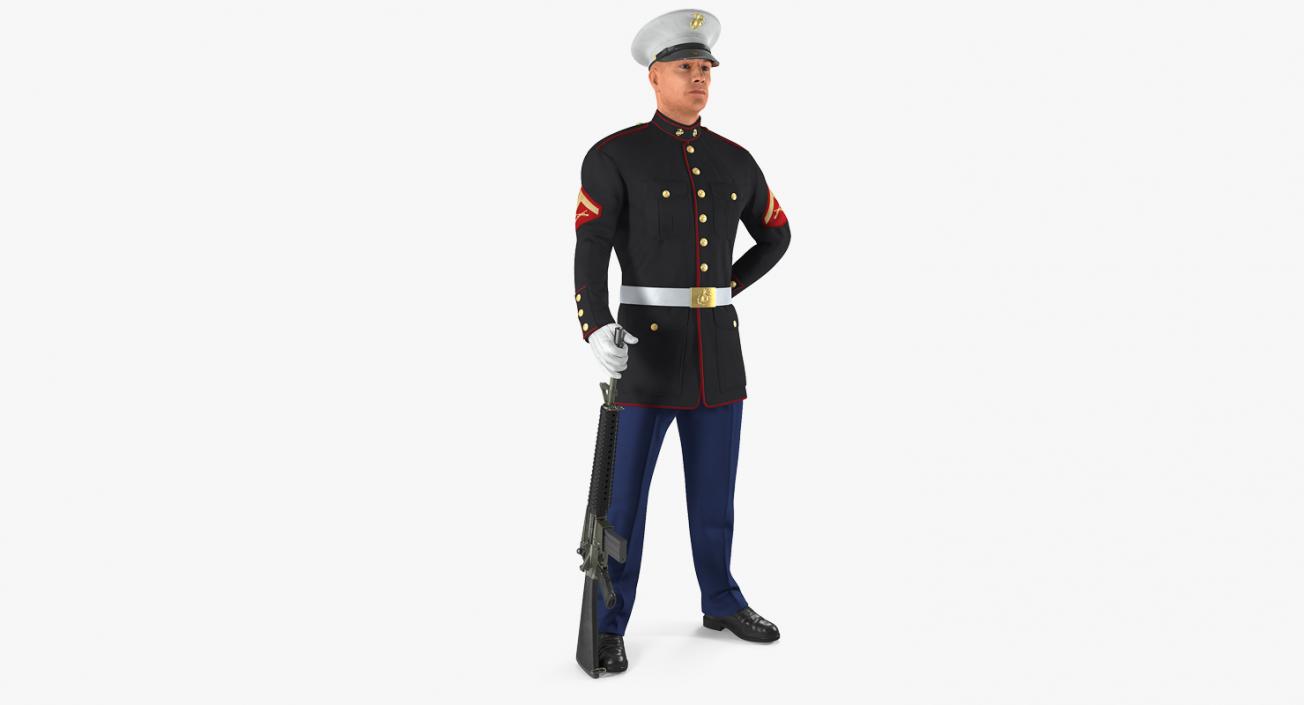 3D model US Marine Corps Soldier in Parade Uniform with M16