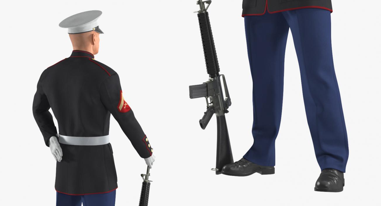 3D model US Marine Corps Soldier in Parade Uniform with M16