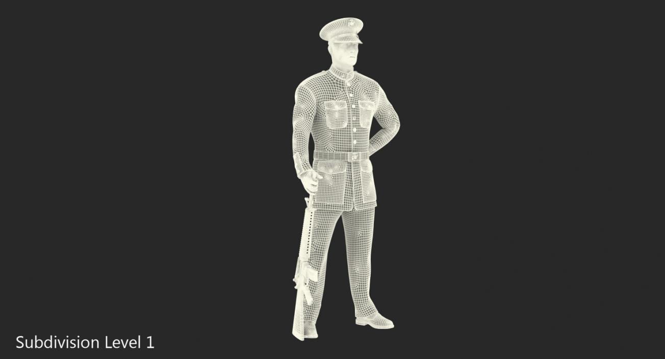 3D model US Marine Corps Soldier in Parade Uniform with M16