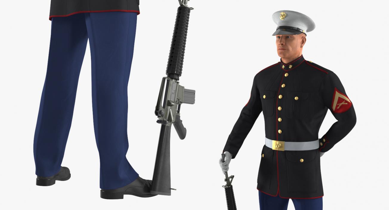 3D model US Marine Corps Soldier in Parade Uniform with M16