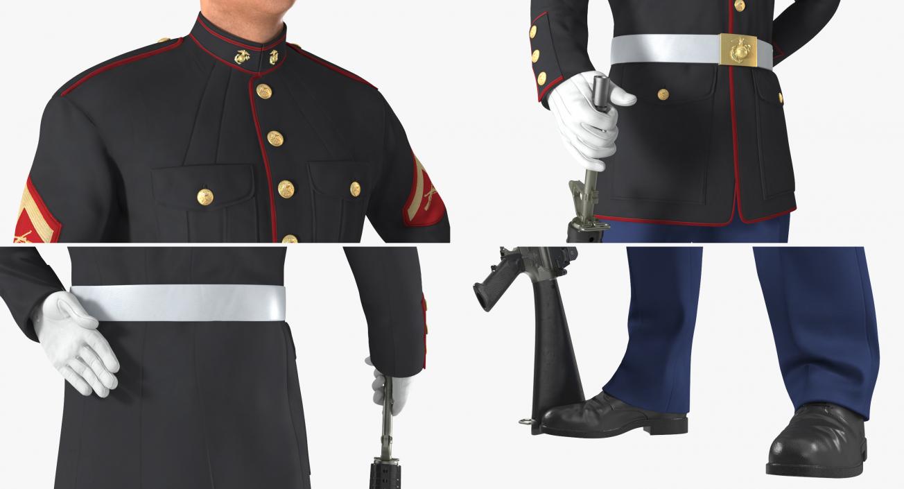 3D model US Marine Corps Soldier in Parade Uniform with M16