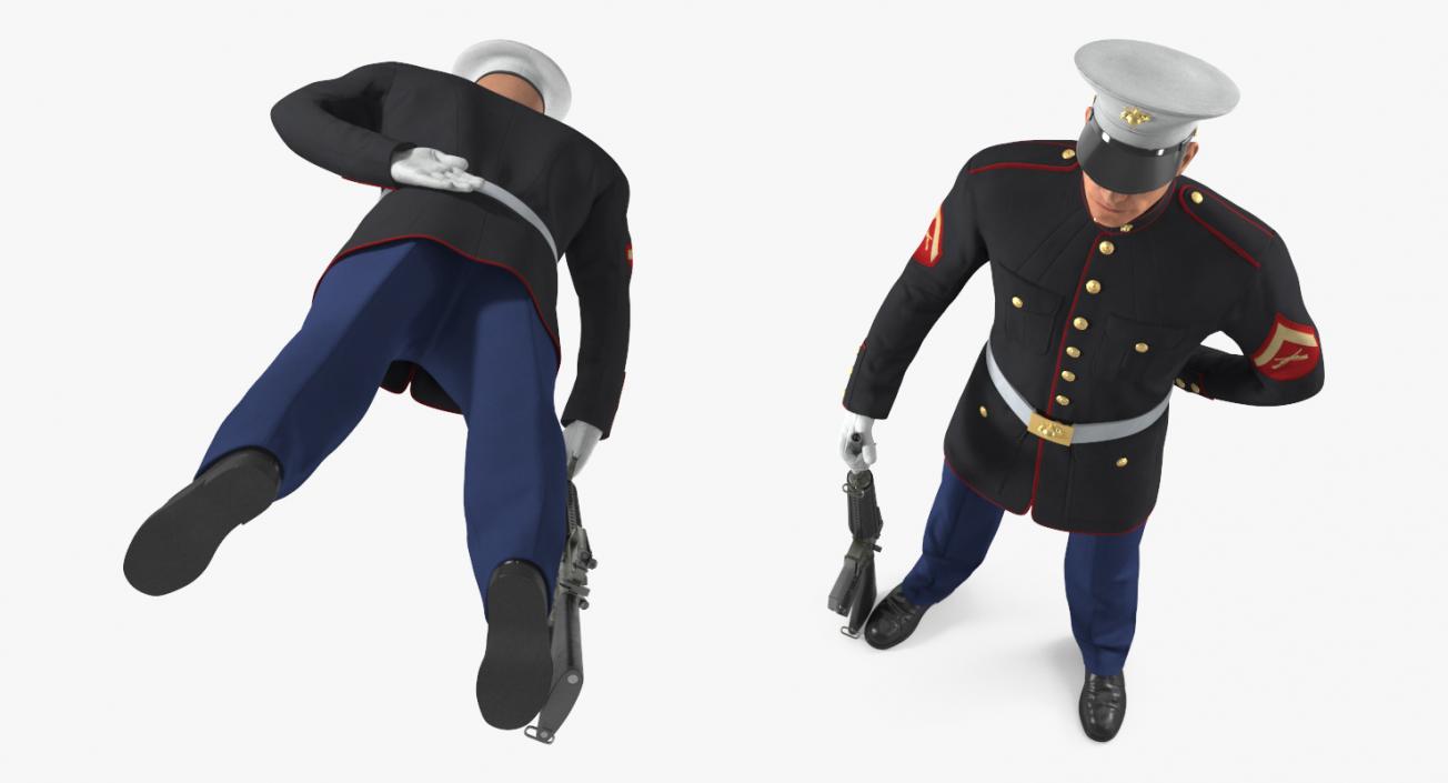 3D model US Marine Corps Soldier in Parade Uniform with M16