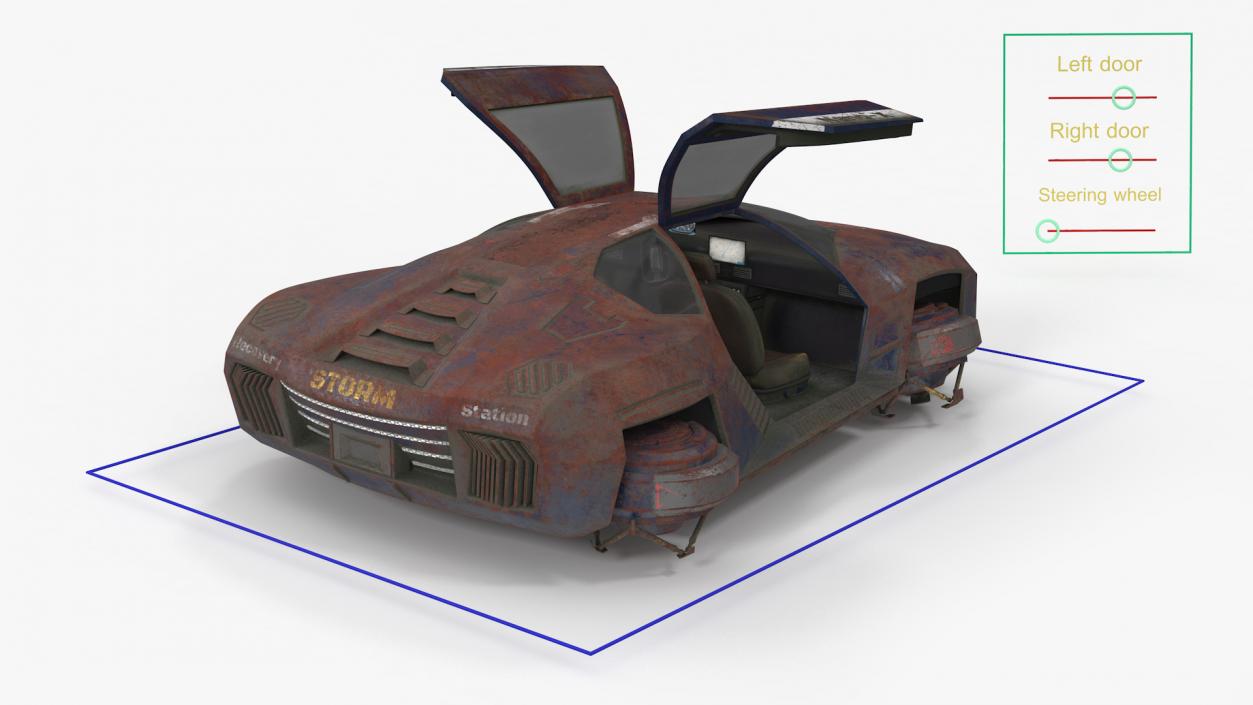 3D model Concept Hover Car Rusty Rigged