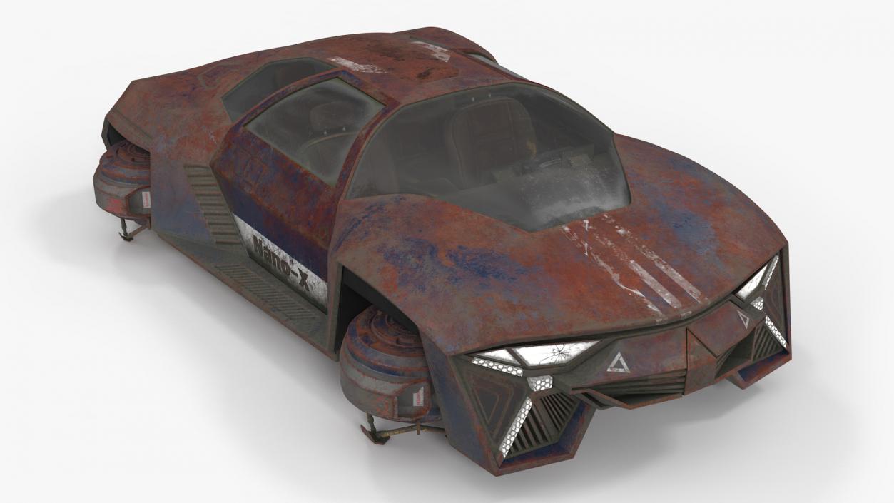 3D model Concept Hover Car Rusty Rigged