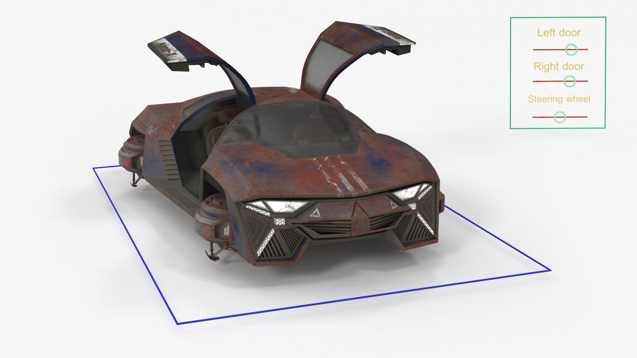 3D model Concept Hover Car Rusty Rigged