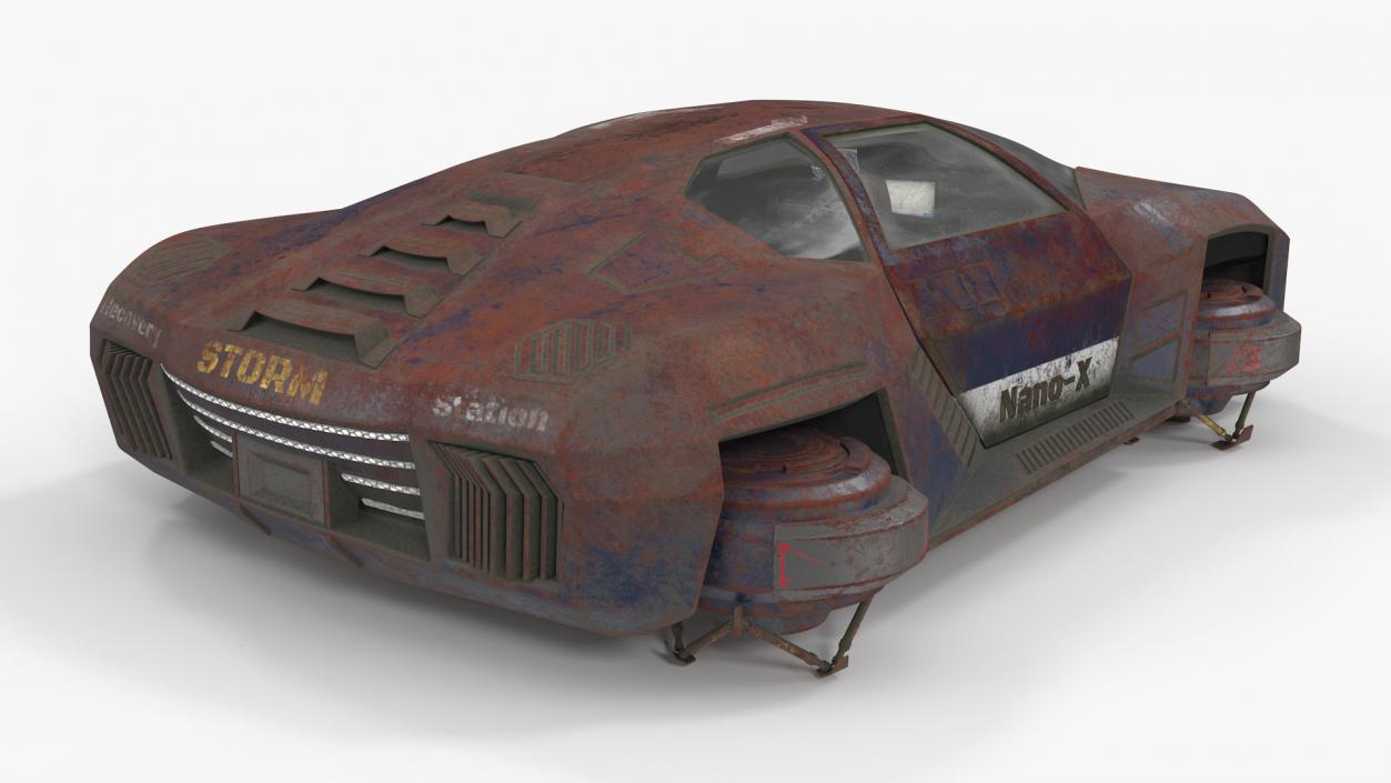 3D model Concept Hover Car Rusty Rigged