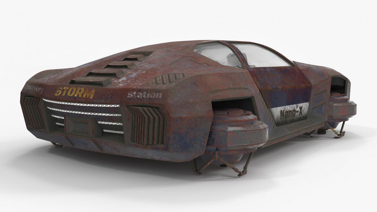 3D model Concept Hover Car Rusty Rigged